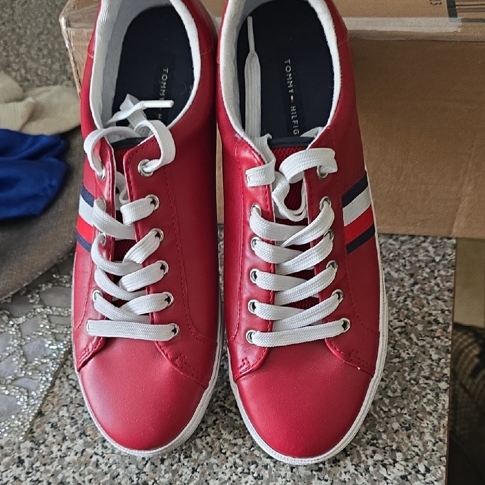 Tommy Hilfiger Red and White Casual Sneakers